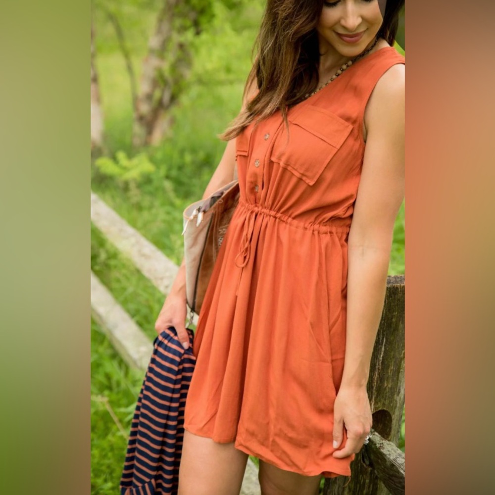 Staccato Rust Sleeveless Dress
